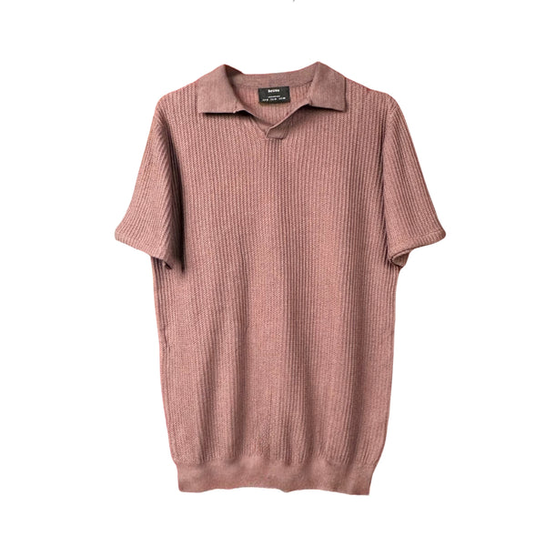 Textured short sleeve polo shirt